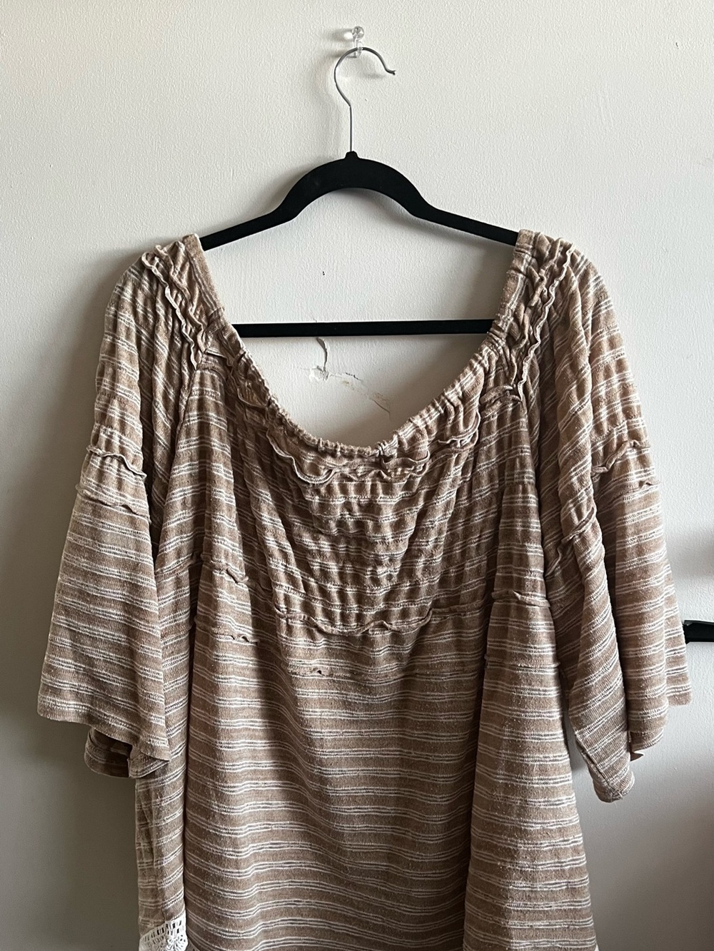 Maurices Beige Striped Peasant Tunic